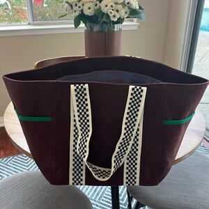 Clare V Box Tote cream and brown checker. Used only once!